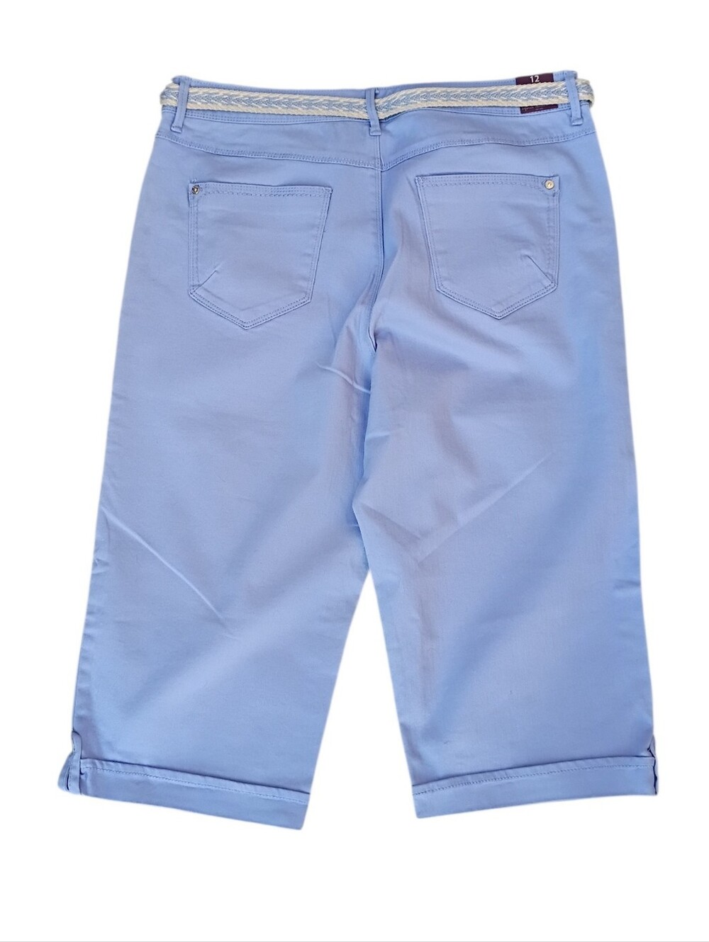 Gloria Vanderbilt Belted Blue Cropped Cuffed Jeans/Pants sz 12 NEW - Picture 5 of 9